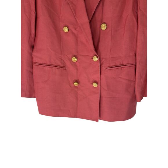 Talbots Blazer Pink Double Breasted Gold Button Vintage Office Work Size 6 - Picture 6 of 14